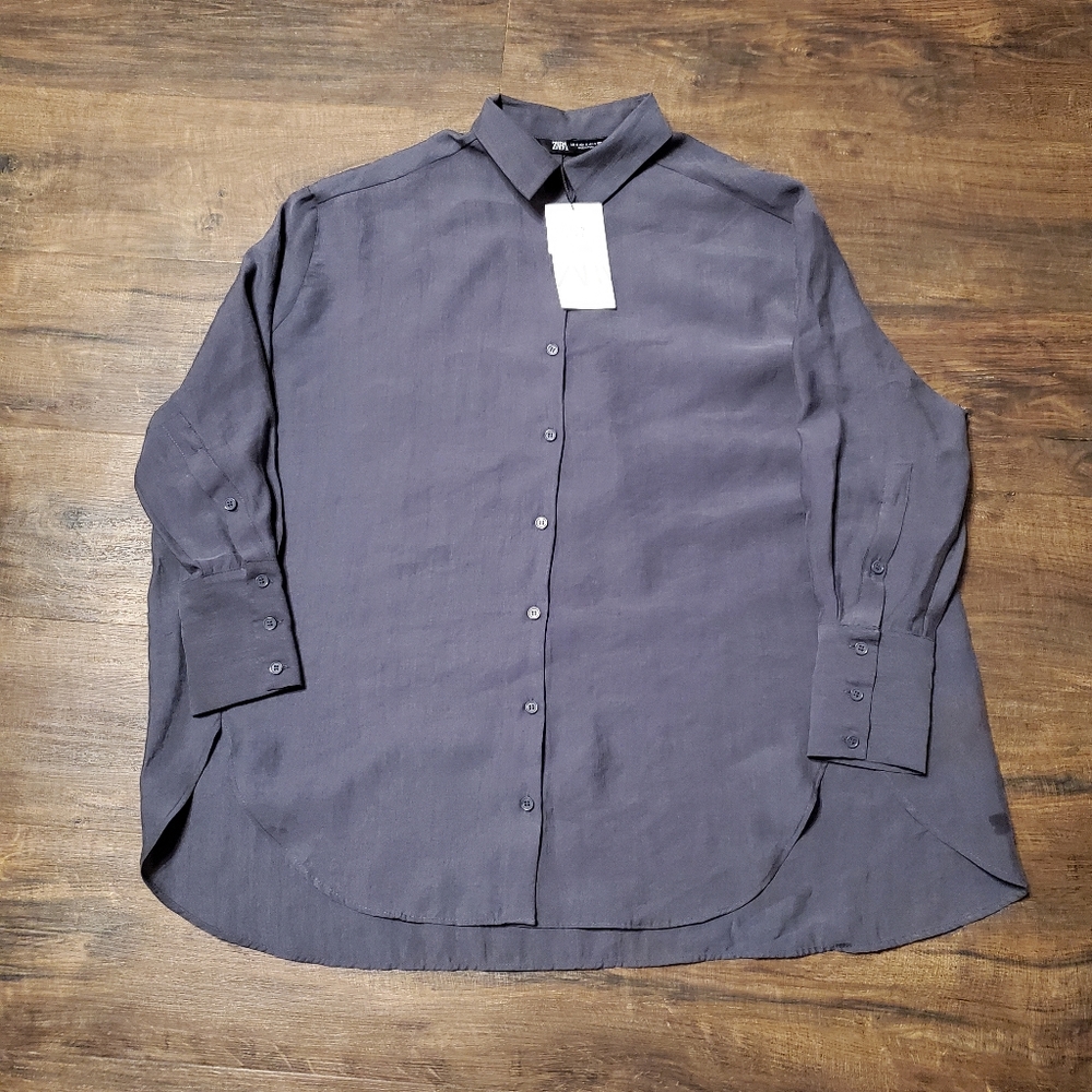 Zara Mens S Gray Loose Fit Buttondown